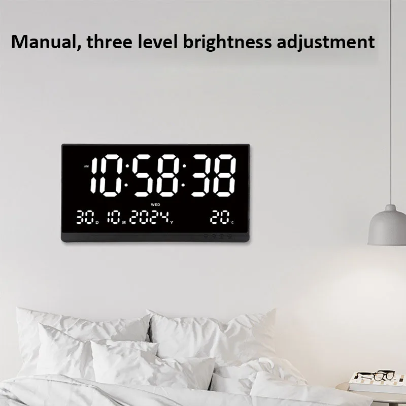 21 Inch Large Digital Wall Clock Large LED Screen Display Clock with Time/Date/Week/Temperature 12/24H Adjustable Brightness