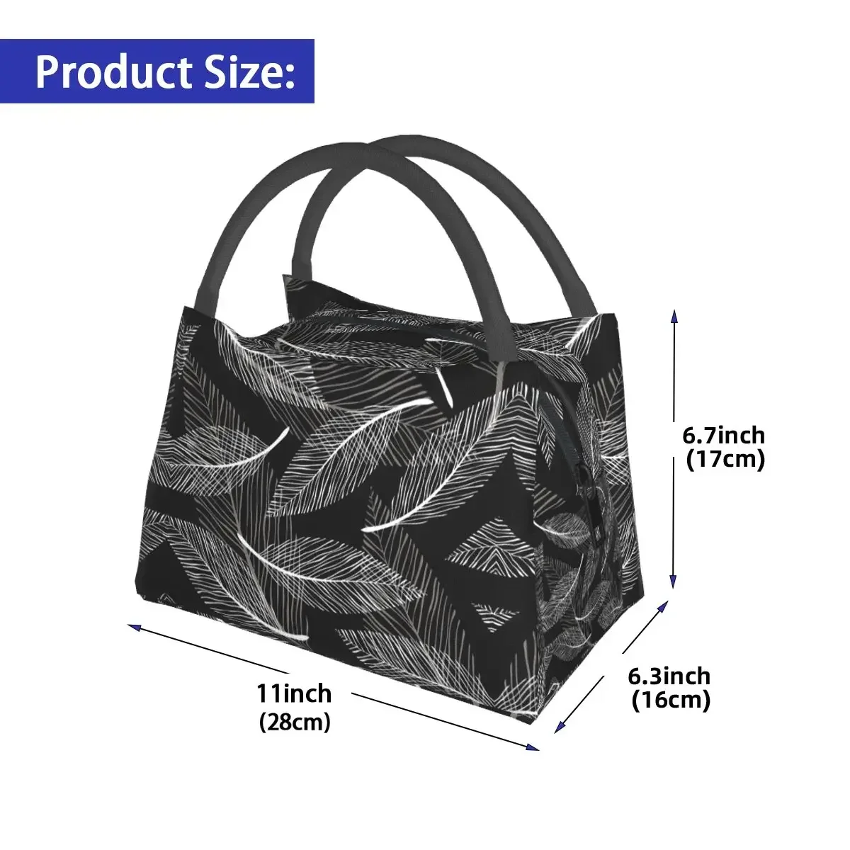 White Leaf Lunch Bag Plant Print Office Lunch Box For Men Cute Print Tote Food Bags Oxford Cooler Bag