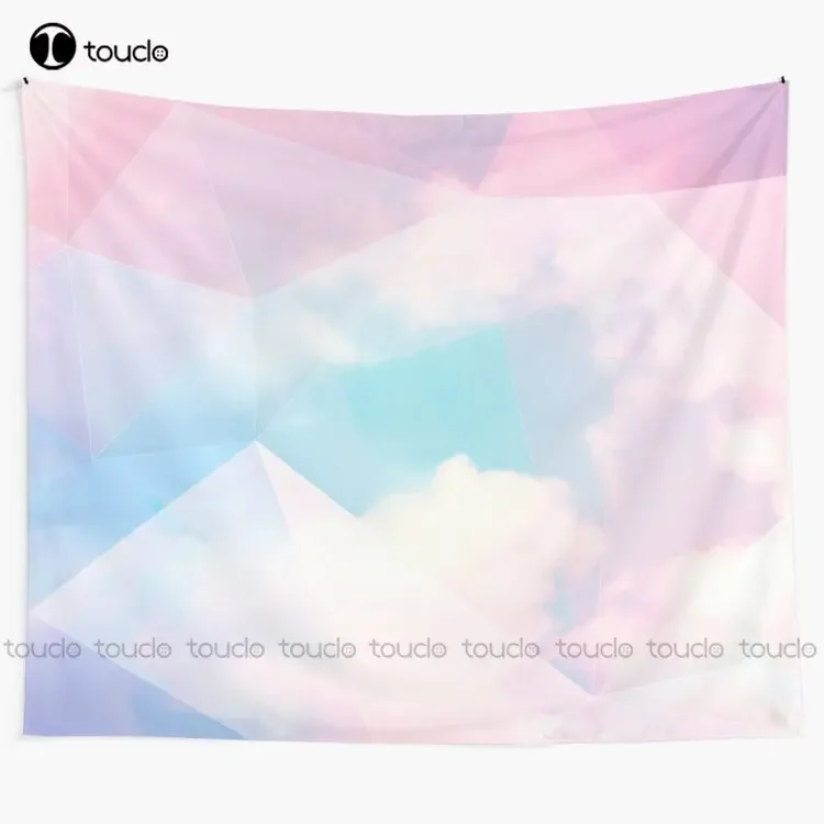 New Cotton Candy Geometric Sky - #Homedecor #Lifestyle #Magical Tapestry Nature Tapestry Background Wall Printed Tapestry