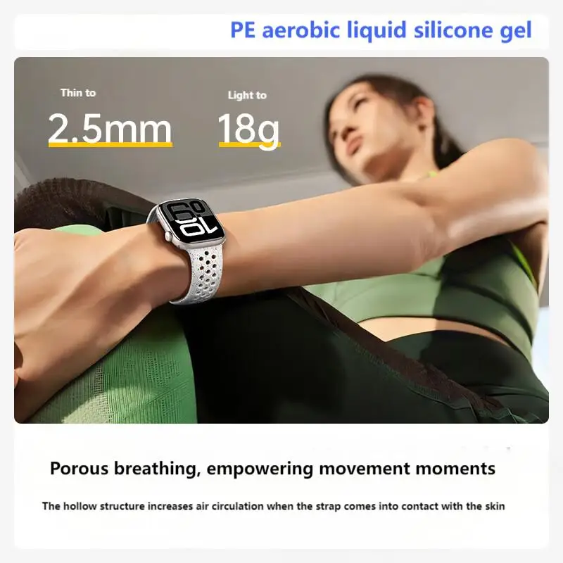 สายซิลิโคนสำหรับ Apple Ultra 2 49 มม. สายรัดข้อมือระบายอากาศ สำหรับ IWatch Series 9 8 7 6 SE 4 3 2 46 มม. 44 มม. 45 มม. 42 มม. 41 มม.