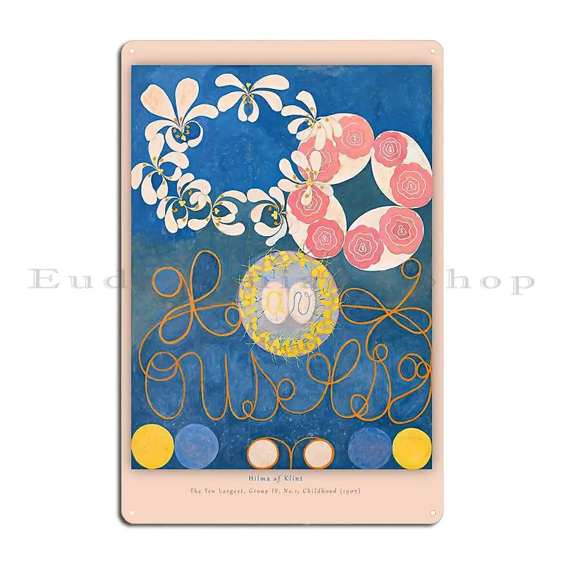High Res Hilma Af Klint Childhood No 1 1907 Metal Plaque Design Vintage Wall Decor Club Wall Cave Tin Sign Poster