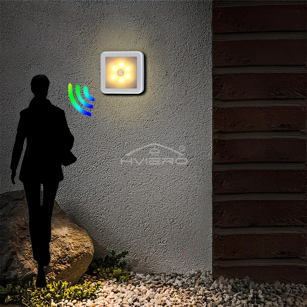 Motion Controlled Human Body Sensor LED Night Light Smart Battery Operated WC Bedside Lamp For Room Hallway Pathway Home Light