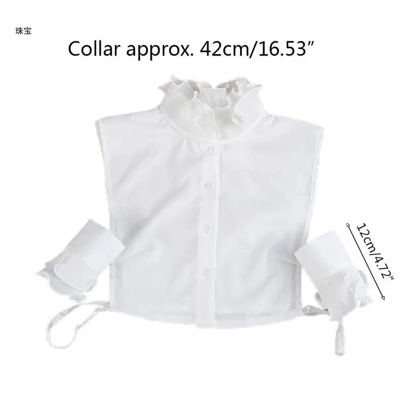 

X5QE Women Princess Fake Collar with False Sleeves Double Layered Agaric Ruffled Stand-up Half Shirt Dickey Wrist