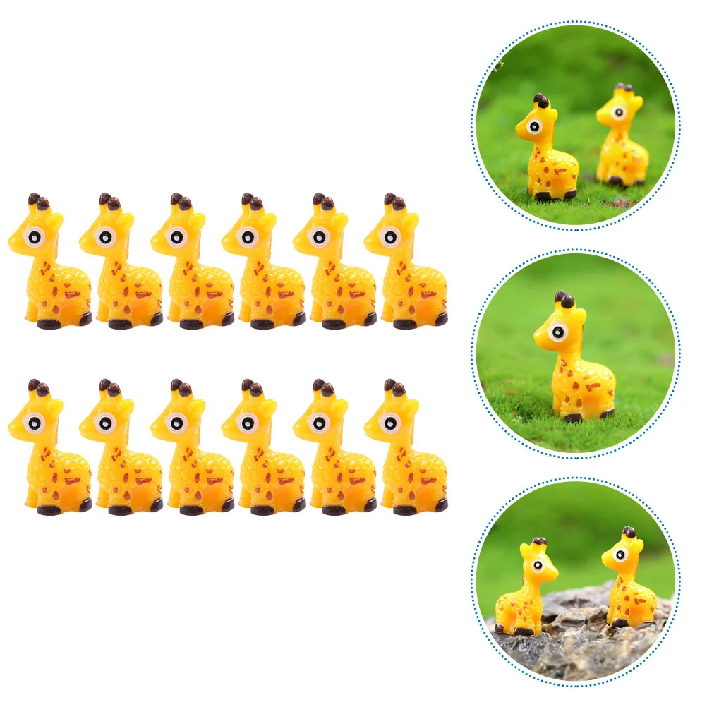 

12 Pcs Toys Micro Landscape Ornament Miniature Animal Figurines Resin Deer Decor Craft Animals