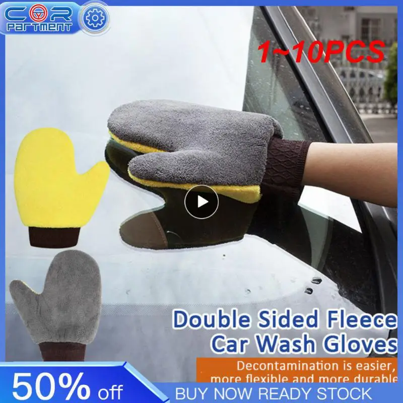 

Soft Car Washing Gloves Double-sided Fleece Microfiber Chenille Drying Cloth Car Body Window Tire Cleaning Glove Thicken