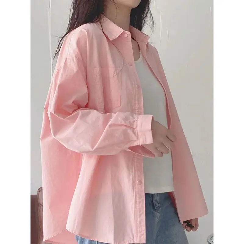 

Pure Cotton Solid Color Long Sleeve Shirt for Women Spring Autumn Casual Loose Commuting Temperament Tops Fashion Women Clothing