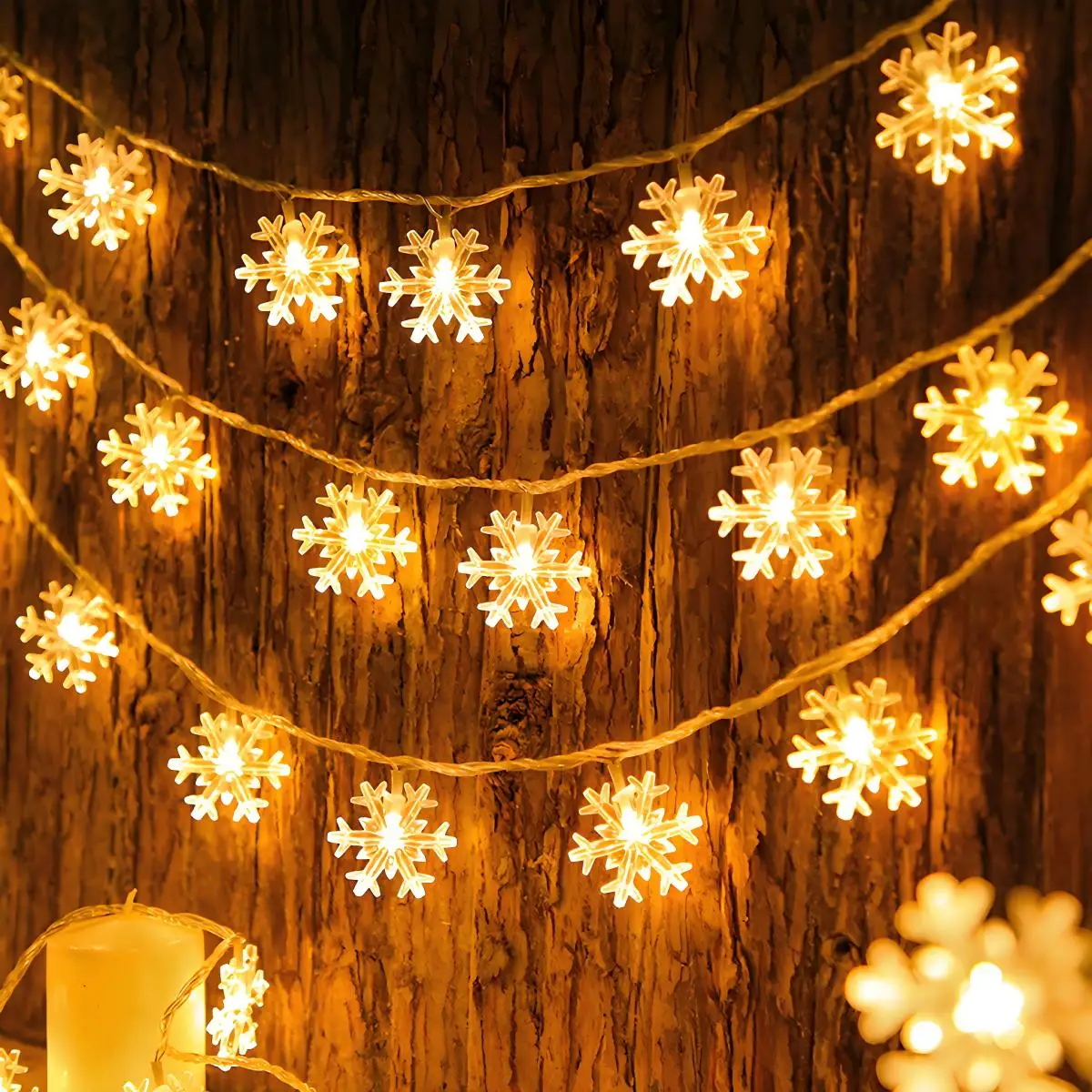 Christmas Snowflake String Lights Battery Operated LED Fairy Lights for Xmas New Year Party Wedding Bedroom Decoration