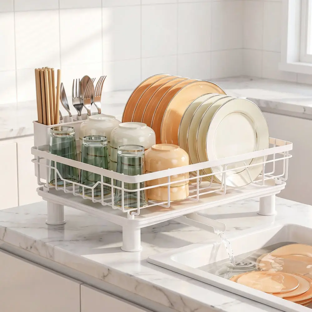 Countertop Kitchen Dish Rack Metal Storage Organizer Portable Drainer Stand For Plates Bowls Tableware Drying Basket