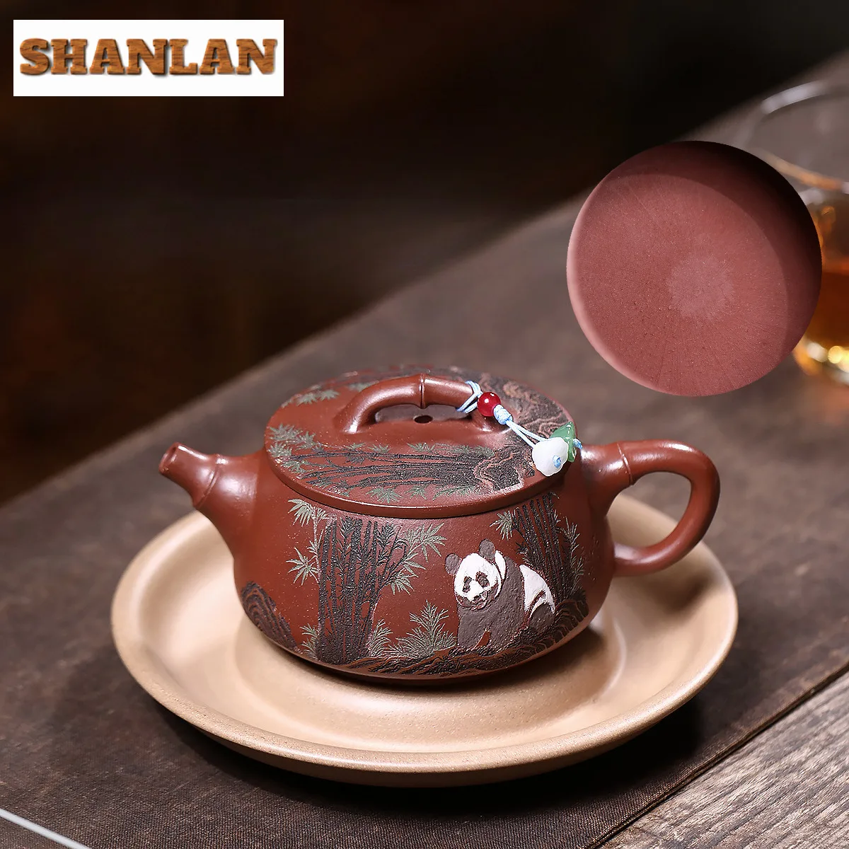 

280ml Yixing Purple Clay Teapots Handmade Panda Large Caliber Pot Raw Ore Downhill Mud Tea Brewing Kettle With Filter Zisha Tea