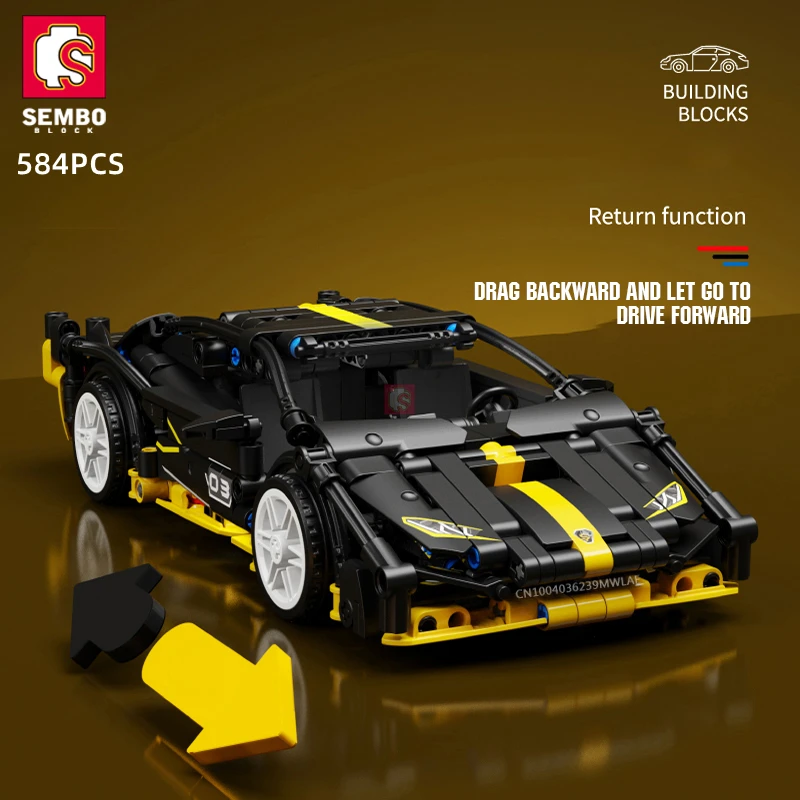 

SEMBO 584PCS Pull Back Sports Car Building Blocks STEM Collectible Supercar DIY Model Kits Bricks Gifts Children