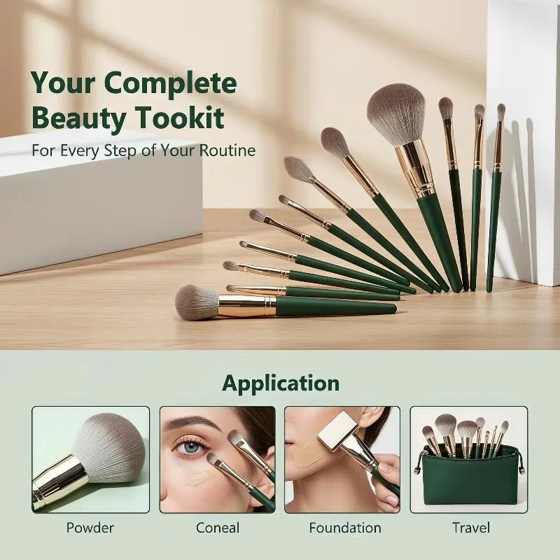 Makeup Brushes 14Pcs Soft Fluffy High-density Cosmetic Tools for Foundation Powder Eyeshadow Student Daily Makeup Use C710