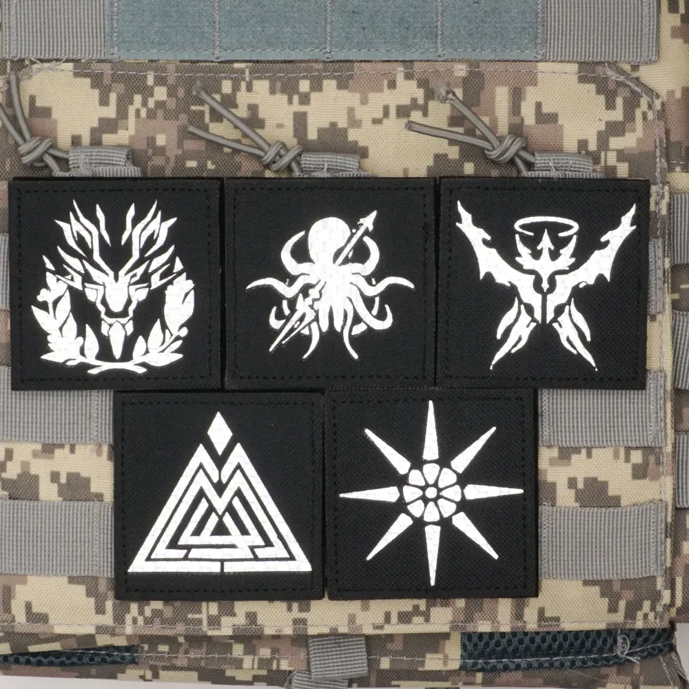 

Night Reflective Arknights Morale Badge Black Steel International Usas Hook&Loop Patches Outdoor Equipment Backpack Sticker