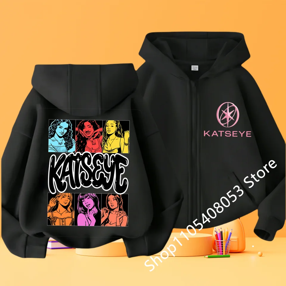 2026 New Toddler Boys Girls Clothes Girl Group Katseye Zipper Hoodie Kids KATSEYE Zip Up Hooded Tops
