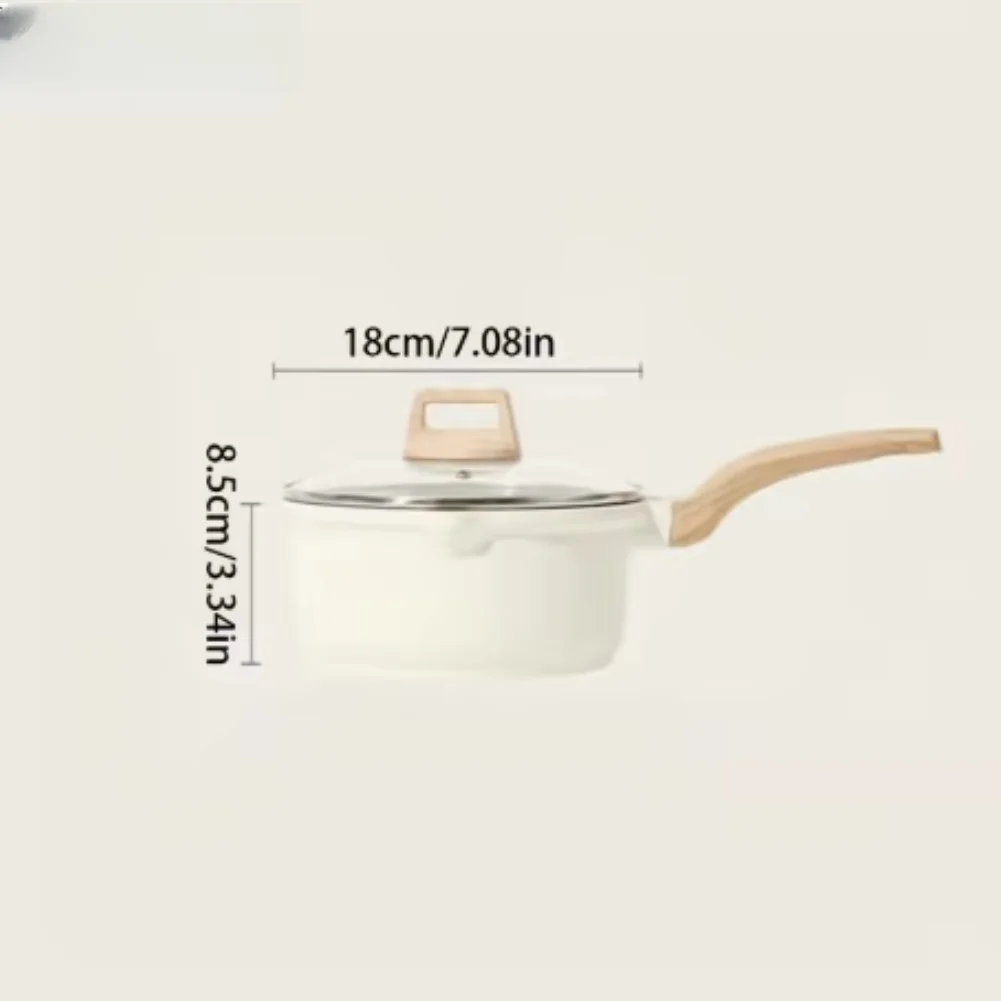 Non Saucepan Set With Lid For Induction Cooktops Light Beige Die Cast Aluminum Alloy Soup Pot With Pour Spout