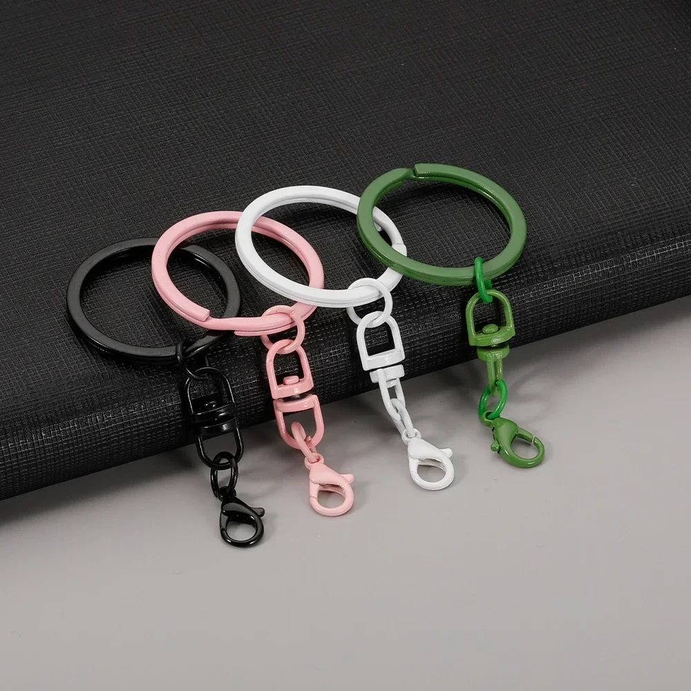 50PCS Metal Colorful Keyring Keychain Split Rings Key Ring Lobster Clasp Key Pendant Chains Keychains Climbing Buckle Carabiner