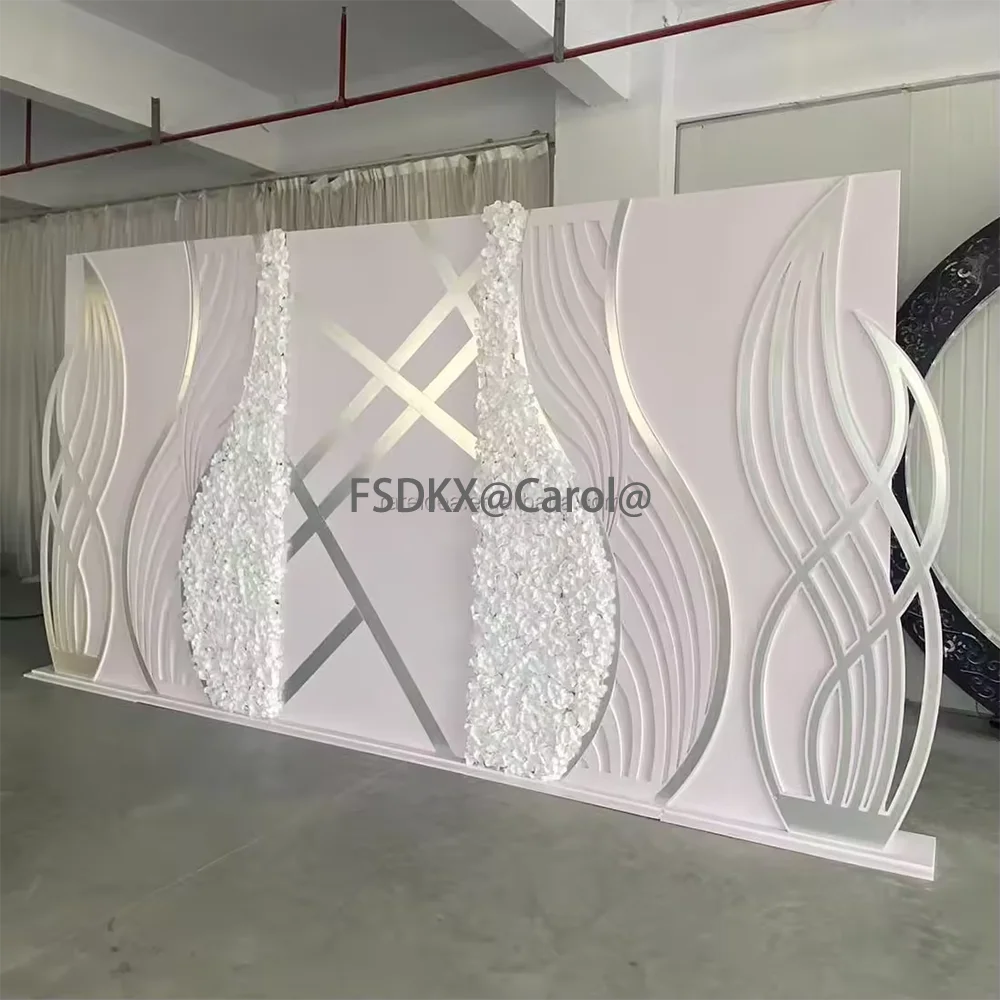 شعبية الفضة الاكريليك الزفاف مرحلة زخرفة خلفية بيضاء مستطيل خلفية الزفاف #3