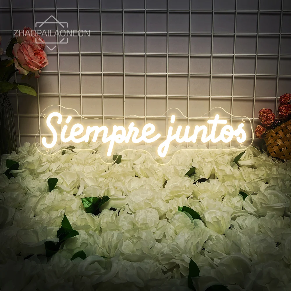 Siempie juntos Neon led Sign Spanish Wedding Wall Home Room Art Decor Neon Lights USB Wedding Bedroom Decoration Signs