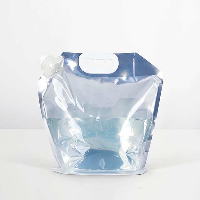 Bolsa de agua reutilizable portátil personalizada 123Hot 3L ~ 5L bolsa de pie con boquilla de mango de plástico