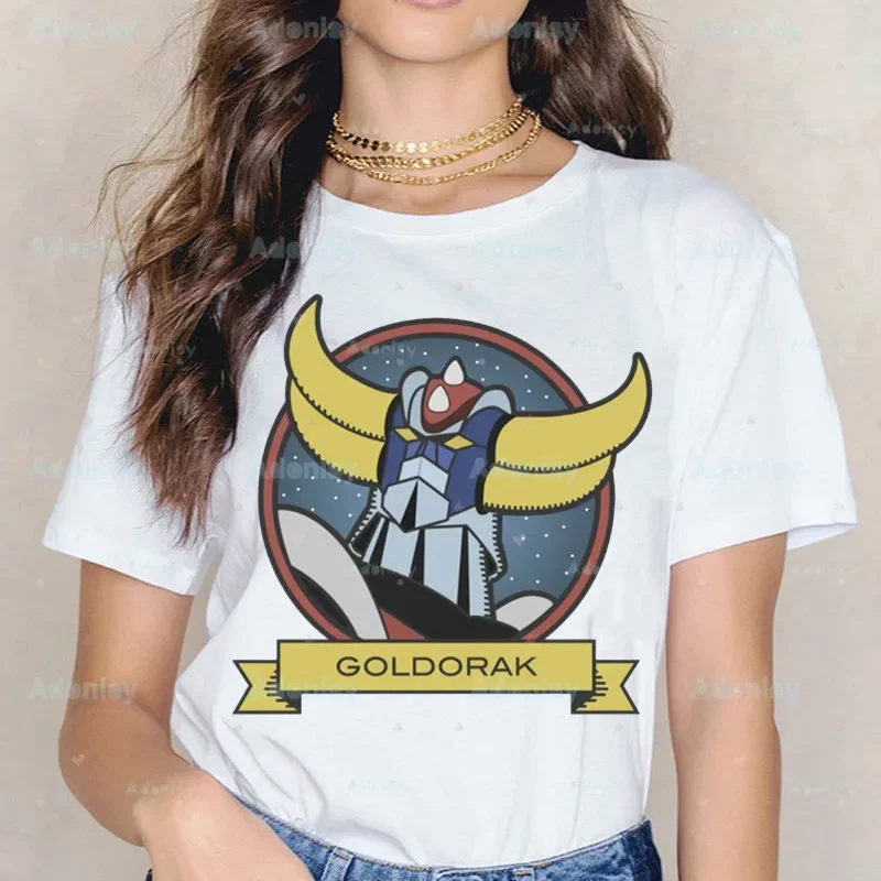 Goldorak UFO Summer Shirt Graphic Grendizer T Shirt Women Tops Base O-neck Space Robot Nostalgia Goldrake Tee Funny Girls Tshirt