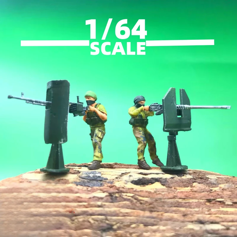 

2025 New 1/64 Miniature Soldier Man Bandit M2 Browning Heavy Fire Dshk Mechanism Gunner Doll DIY Model Handmade Toy Ornament