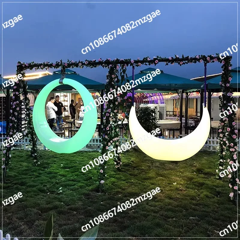 Internet celebrity swing Outdoor courtyard Multi-person luminous moon swing Hanging chair Rocking chair Amusement facilities