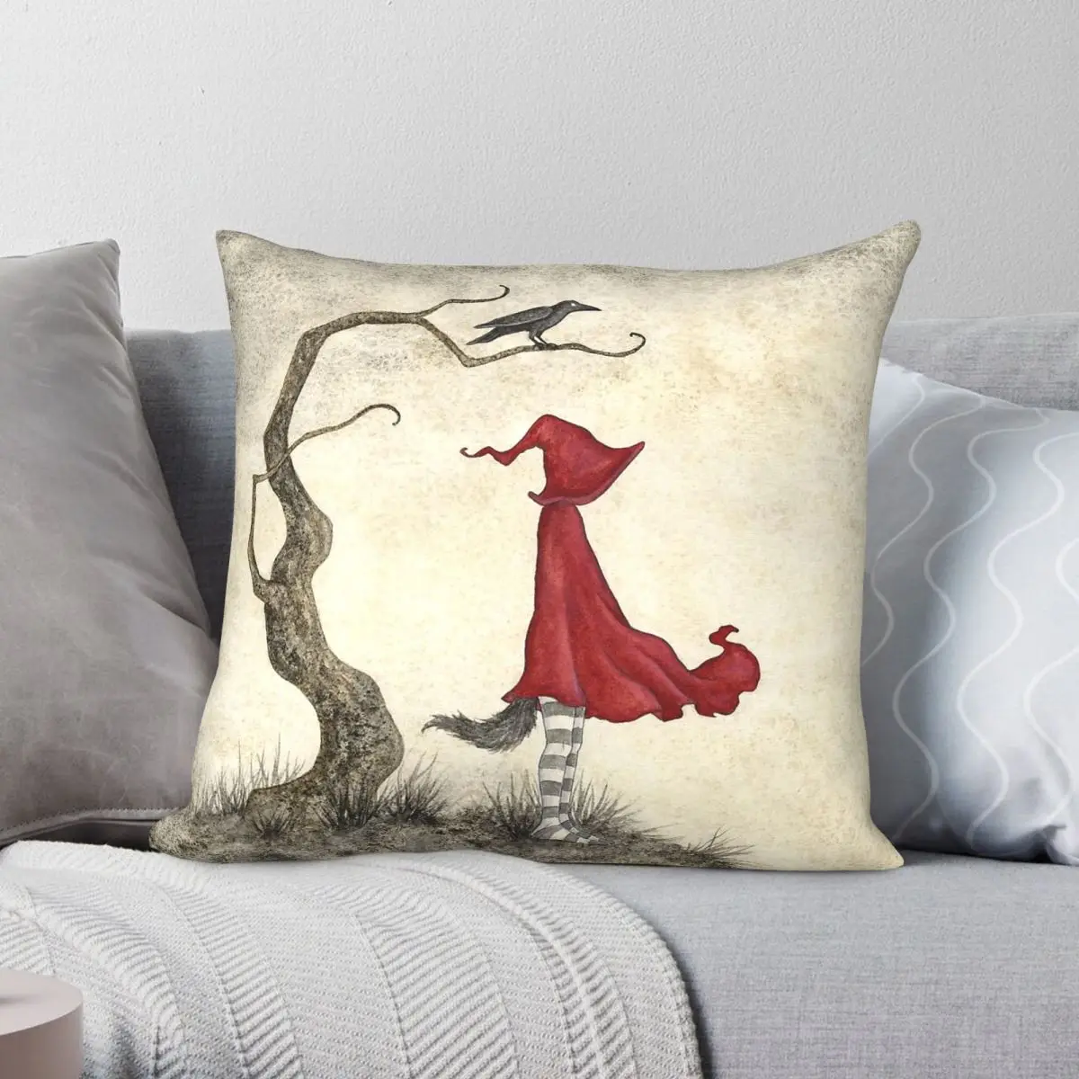 Wild Thing Red & Wolf Square Pillowcase Polyester Linen Velvet Creative Zip Decorative Throw Pillow Case Room Cushion Cover