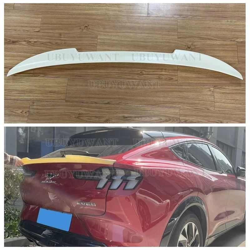 For Ford Mustang Mach-E 2021+ Car Rear Trunk Spoiler High Quality ABS Material Carbon Fiber Look Body Kit Wing Spoiler Styling