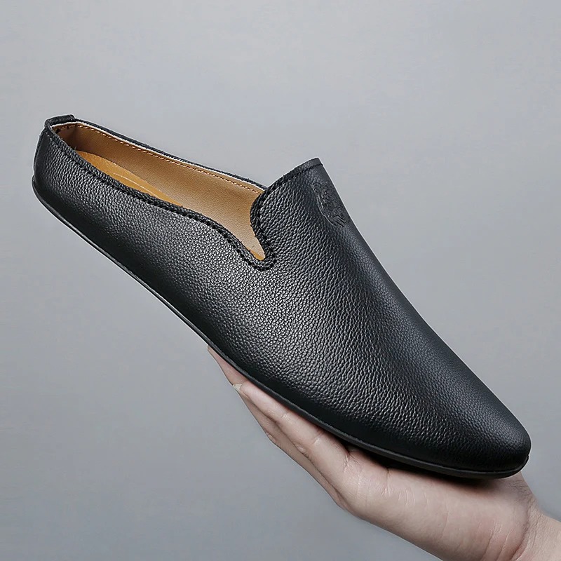 Lightweight Mules for Men Half Shoes Closed Toe Slip On Flat Sneakers Open Back Casual Shoes Loafers Slippers Slides Sandals