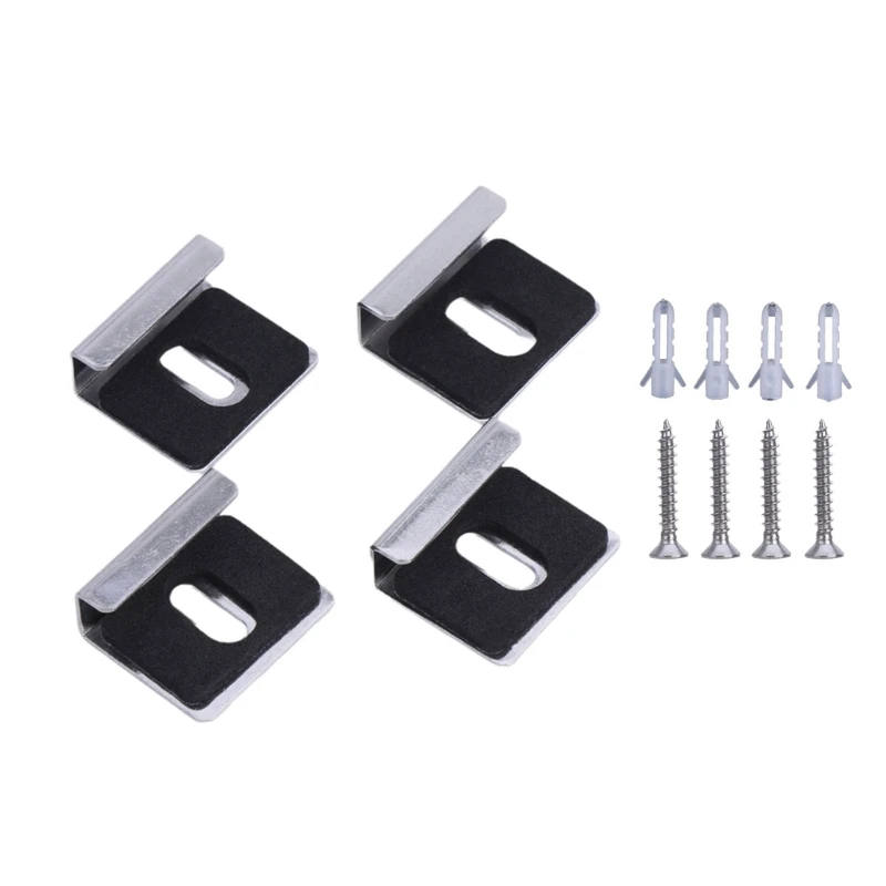 4pcs/set Glass Mounting Set Wall Fixing set Glass Mount Clip Set Convenient & Long Service Glass Clip set for Bathroom