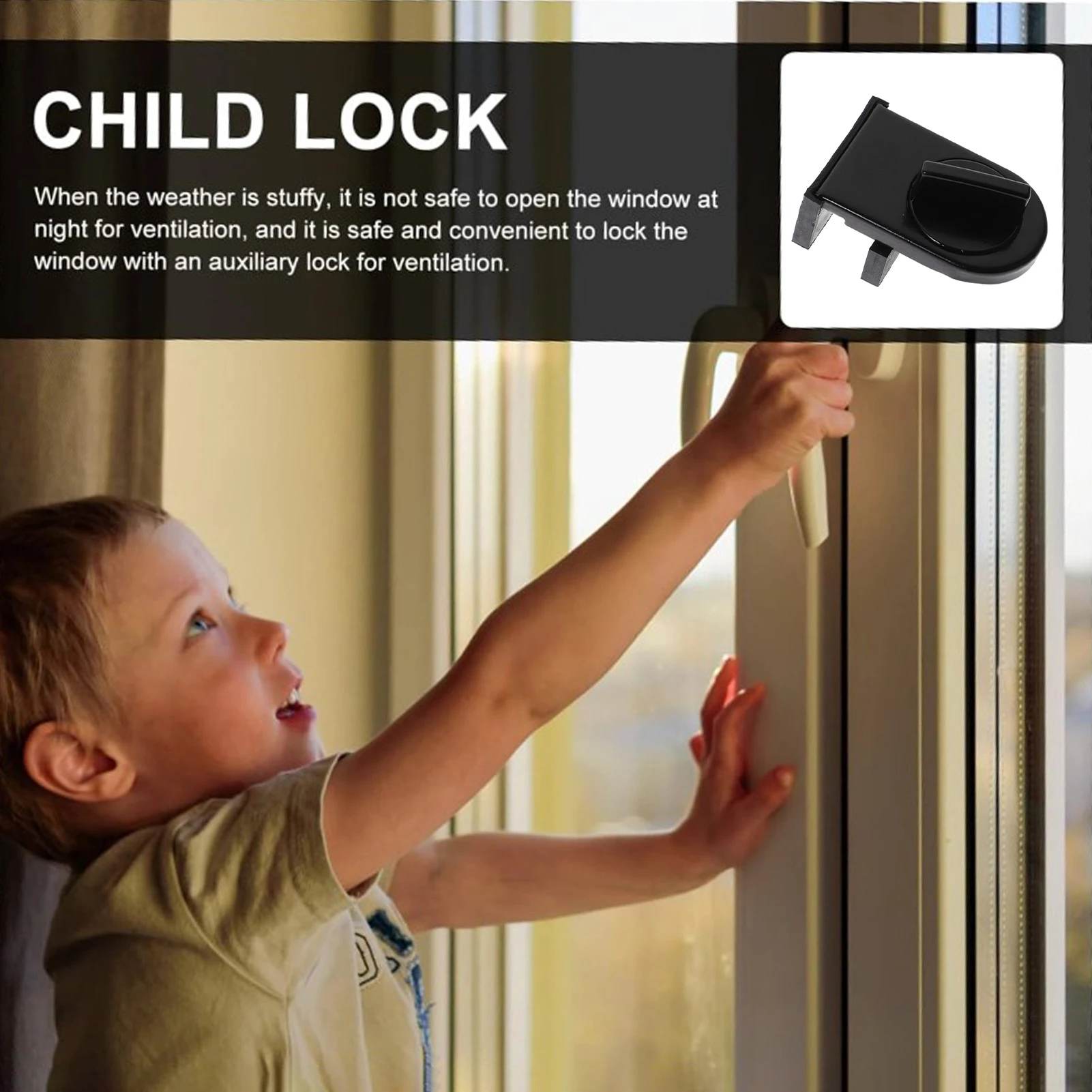 Safety Sliding Window Door Lock Anti-theft Latch No-punch Sliding Door Locks Suitable for Sliding Windows THJ99