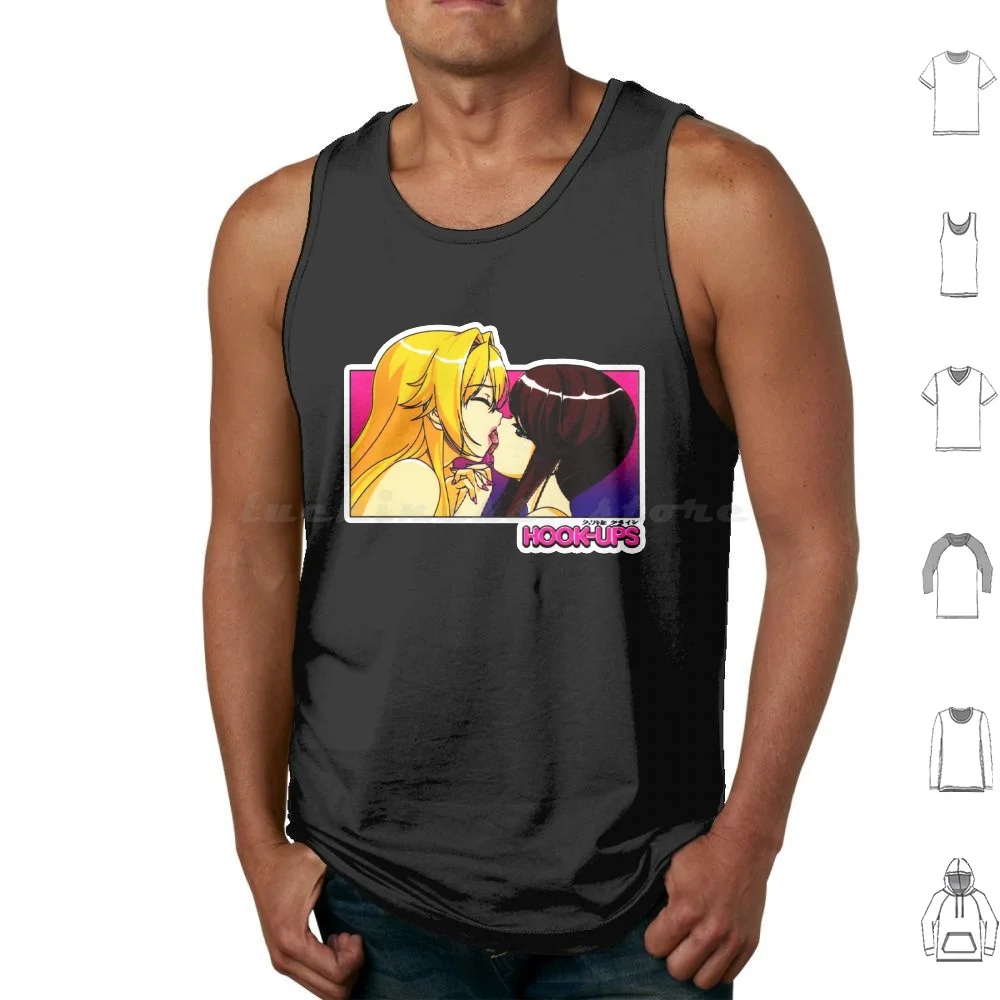 The Kissing Anime Girls Hooking Up Tank Tops Vest Sleeveless Sexy Anime Hentai Hookups Skateboard Skater Girl Christmas