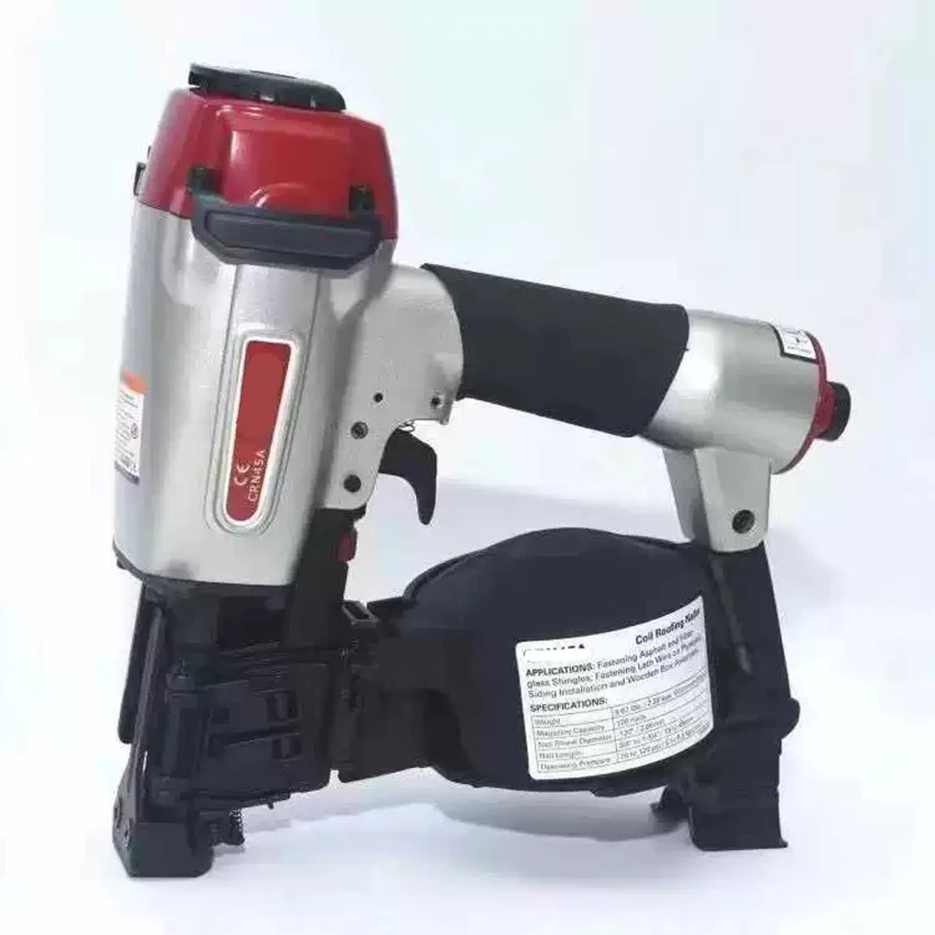 Roofing Nail Gun CRN45A Big Cap Coil Nailer for 19-45mm Roof Nails Asphalt Shingles Pneumatic Nailer Tool