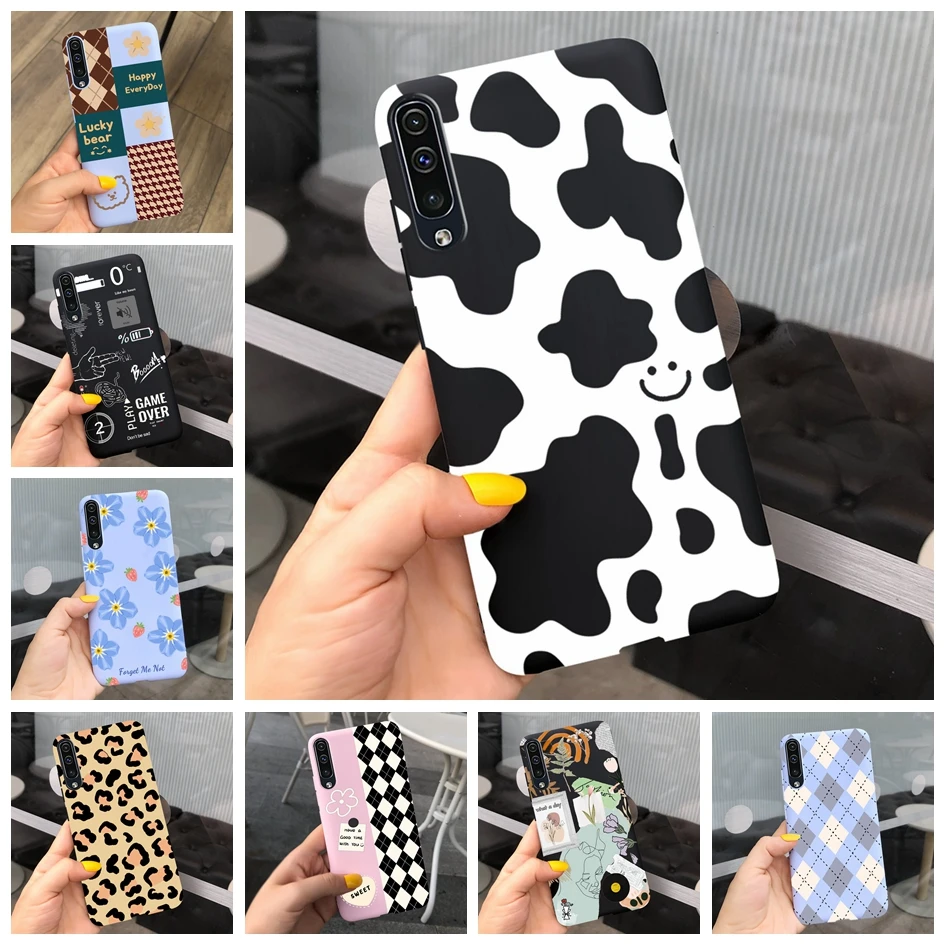 Silicone Cover For Samsung Galaxy A70 Case Lovely Milk Cow Patterns Candy Color Soft Phone Cases For Samsung A70 SM-A705F Fundas