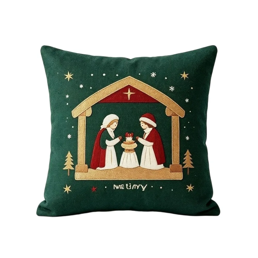 Soft Christmas Pillow Cover Christmas Tree Snowman Throw Cushion Case Candy Bowknot Square Xmas Tree Pillowslip Winter Decor