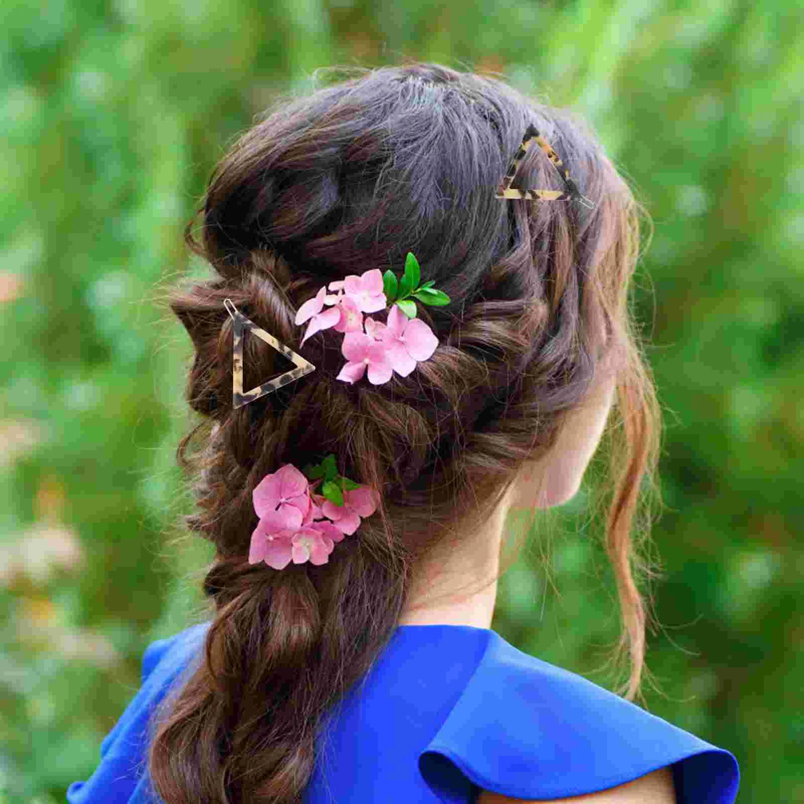

4 Pcs Leopard Hairpin Geometric Acrylic Hair Clip Round Dark Light Leopard Clip Triangular Design For Wedding Party Daily