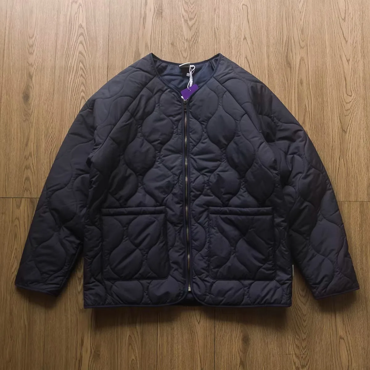 

Japan-style Vintage Gourd Pattern Lining Cotton Jacket Windproof and Waterproof Quilted Lining Collarless Outerwear