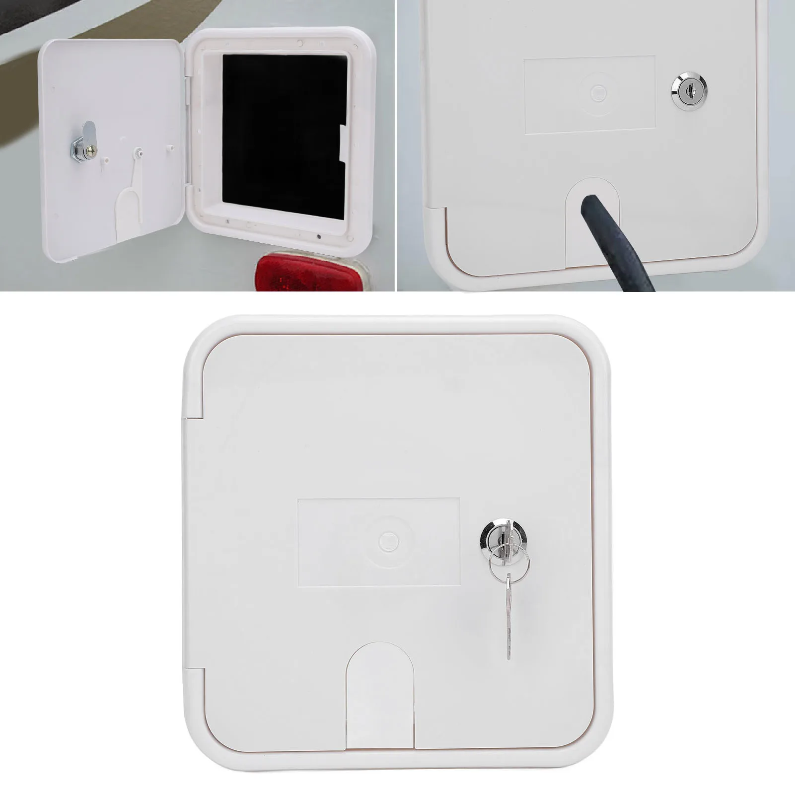 RV Trailer Power Cord Hatch Cover Electrical Cable Storage Compartment Door Lock with 2 Keys