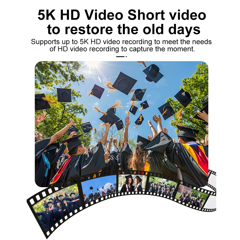 Ourlife Compact Vlog Travel Camara 180 °   شاشة كاميرا رقمية 5K مدمجة في فلاش متعددة الوظائف وخفيفة الوزن للتصوير الفوتوغرافي