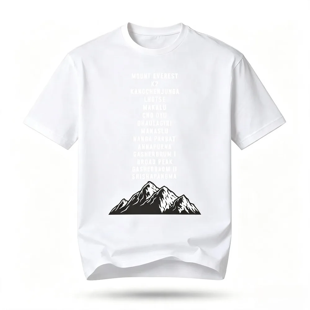 Alpine Peaks Text Print Men T-Shirt Outdoor Mountaineering Vintage Soft Casual Daily Short Sleeve Tee