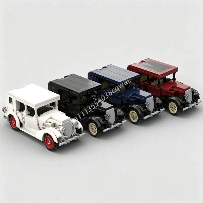 Image of NEU 219-teiliges amerikanisches Vintage-4-Türer-Limousinen-MOC-Fahrzeugmodell aus den 1930er Jahren, DIY-Bausteine zum Zusammenbauen, beliebtes Sammlerstück, Ausstellungsgeschenk