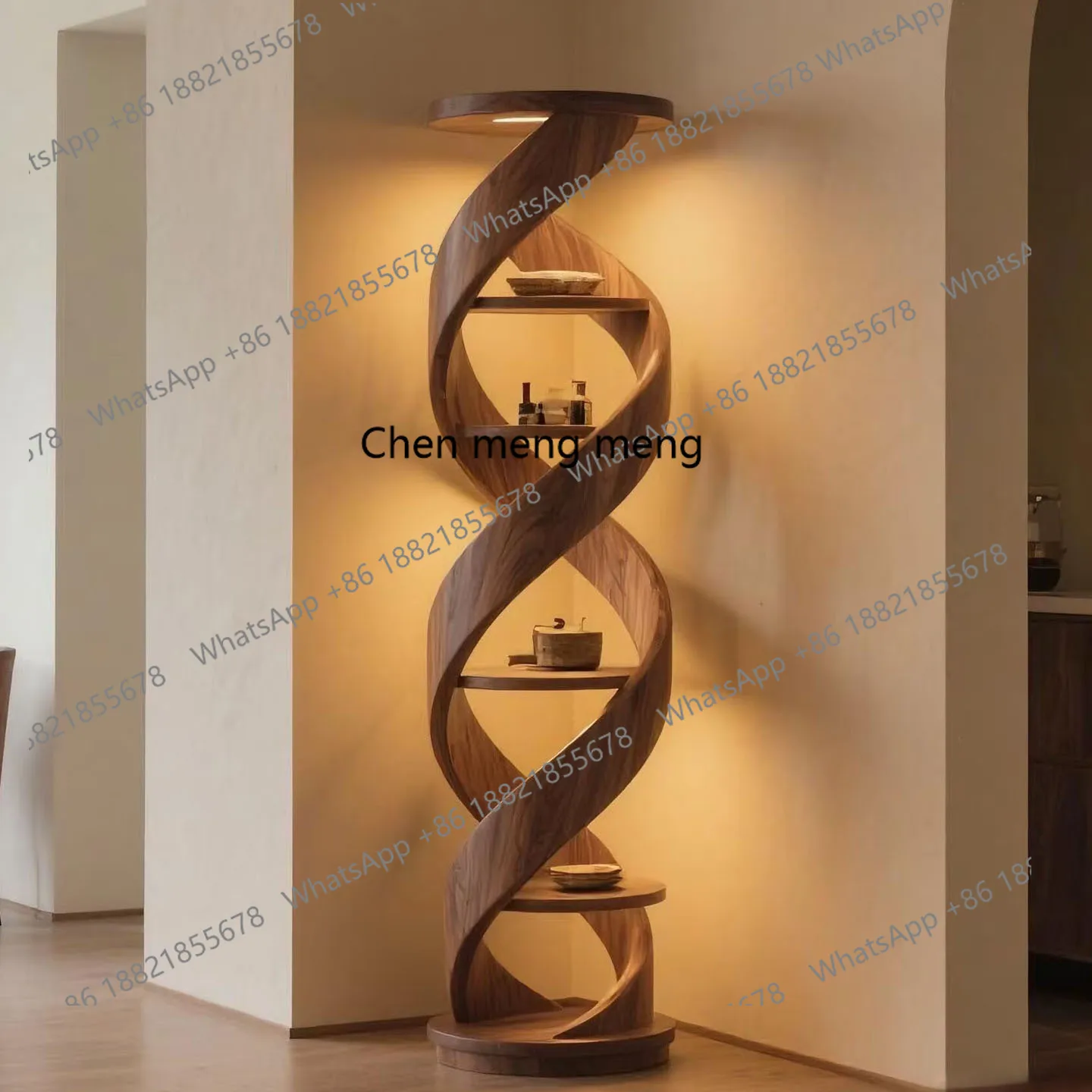 

New Chinese North American Bookshelf All Solid Wood Living Room Decorative Rack Corner Cabinet Locker Shelf