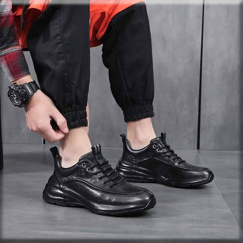 Men Shoes Genuine Leather Casual Shoes Fashion Sneakers British style Cow Leather Men Shoes New Men Sneakers