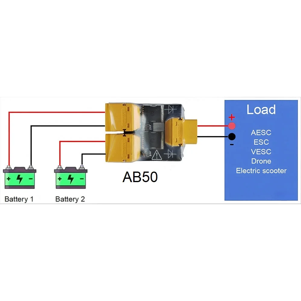 Autoro AB50 Dual Battery Parallel Board  Auto-Switching&Reverse Current Protection LiPo XT60 Connector/Adapter for LiPo Battery