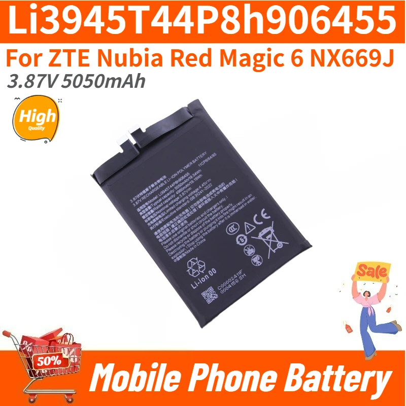 

Li3945T44P8h906455 High Quality Phone Battery 3.87V 5050mAh For ZTE Nubia Red Magic 6 NX669J Brand New Replacement Battery