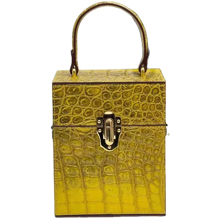 

Elegant design exotic luxury women crocodile skin tote bag crocodile leather box shape bag