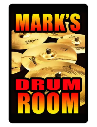 Personalized Drum Sign Printed with YOUR NAME Custom Drum Sign CYMBALS DD#255 aa