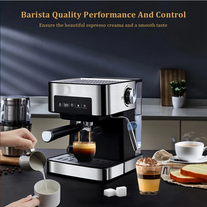 

Popular 20bar High-Pressure Steam Espresso Machine Commercial Home Stainless Steel Milk Frother for Office Automatic Milk