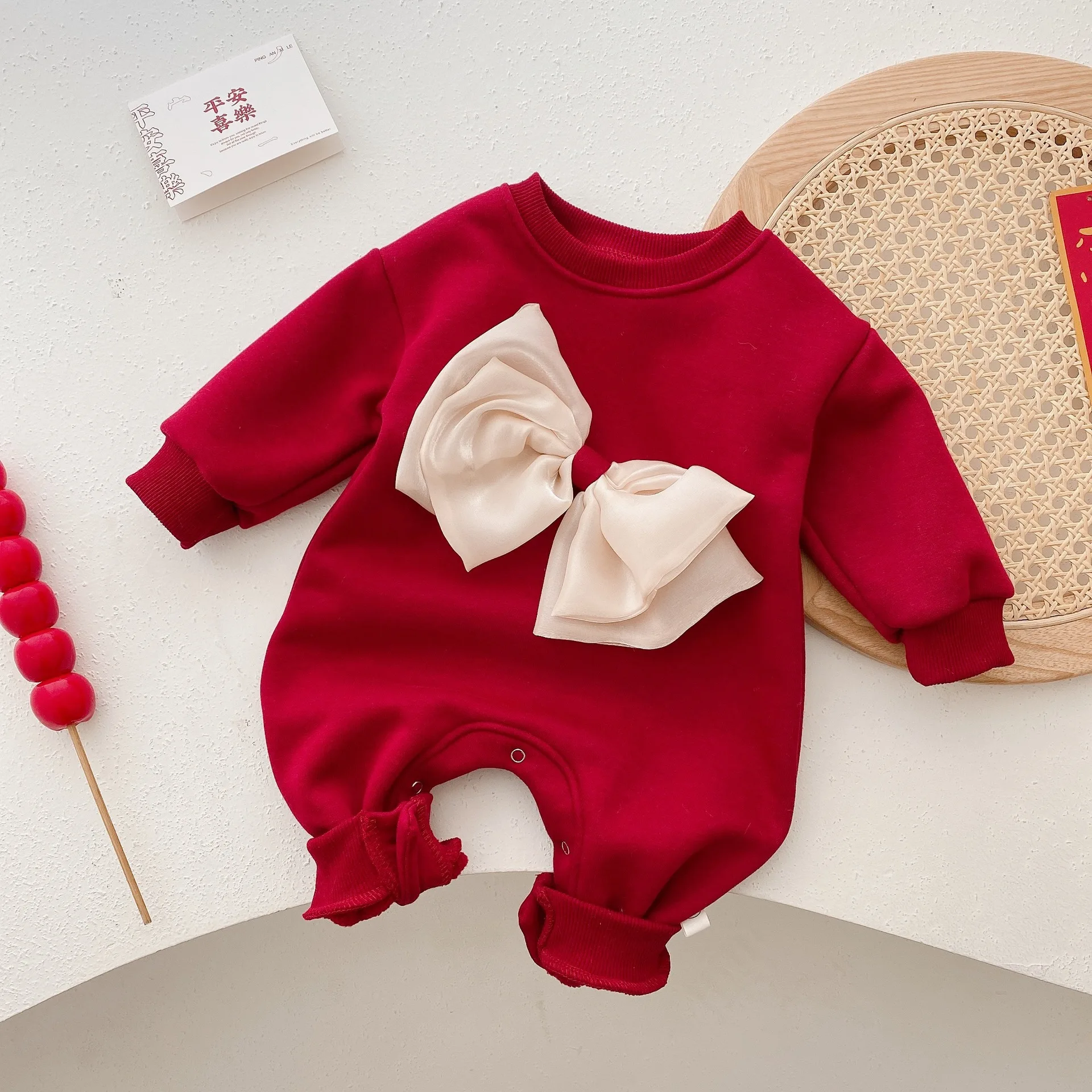 2026new-spring-autumn-toddler-girl-long-sleeve-romper-newborn-infant-big-bow-pure-color-soft-jumpsuit-baby-cotton-outwear-onesie