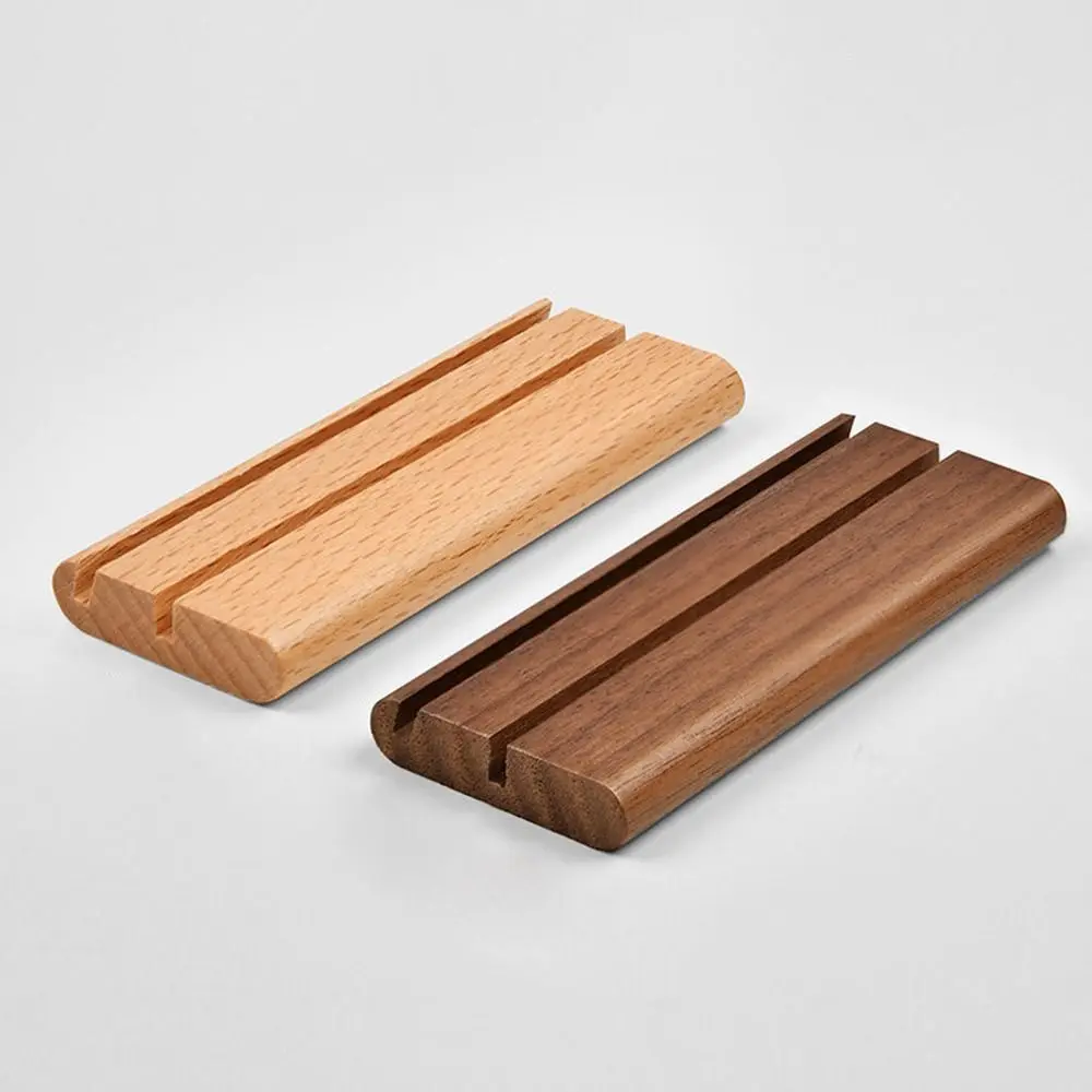 Transparent Acrylic Table Sign Card Holder Vertical Standing Solid Wood Base Acrylic Sign Holder Beech Wood Material