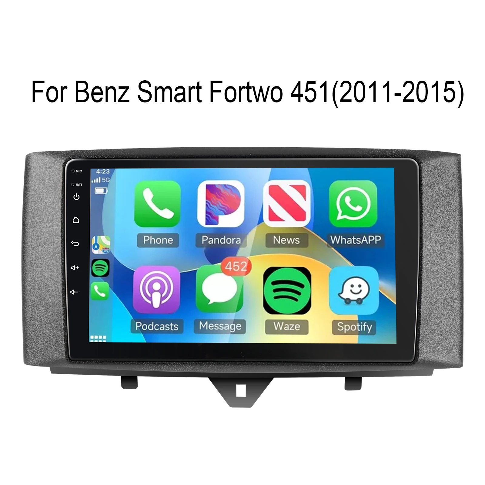 ESSGOO 9-Zoll Android 15 Autoradio für Smart Fortwo 451 2011-2015 GPS-Navigation Bluetooth Kabelloses Carplay RDS WIFI FM SWC DAB